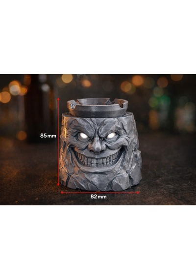 Alse 3d Korku Tasarımlı 3d Kül Tablası Kapaklı, Dekoratif, Özel Tasarım Masaüstü Aksesuarı Gri 85mm X 82mm