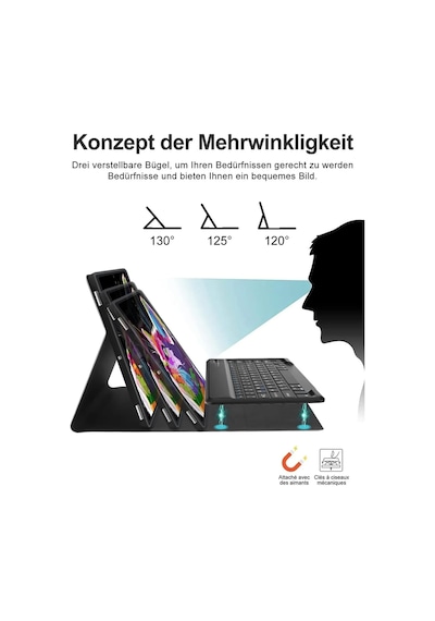 Samsung Galaxy Tab S9 Fe Plus Uyumlu 12.4" Q Türkçe Klavyeli Kılıf Kalem Bölmeli Bluetooth Özellikli Stand Klavyeli Kılıf