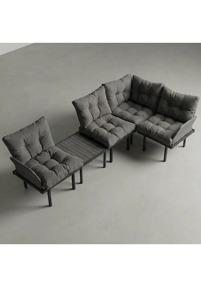 Bahçe Köşe Takımı Balkon Ve Cafe Modüler Metal Köşe Koltuk Takımı Sehpalı Füme 1634 Füme Bahçe Köşe Takımı Balkon Ve Cafe Modüler Metal Köşe Koltuk Takımı Sehpalı Füme 1634 Füme