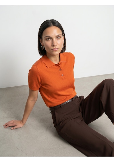 Dilvin 10871 Lyocell Karışımlı Polo Yaka Bluz-oranj