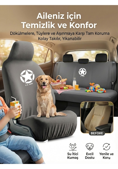Jeep Wrangler İle Uyumlu Koltuk Kılıfı Koruma Amaçlı Servis Tipi Gri