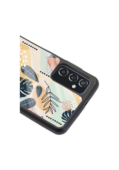 Samsung Uyumlu M52 Retro Yaprak Tasarımlı Glossy Telefon Kılıfı Çok Renkli
