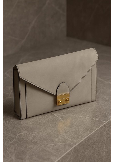 Clutch Mıknatıslı Abiye El Çantası Açık Gri