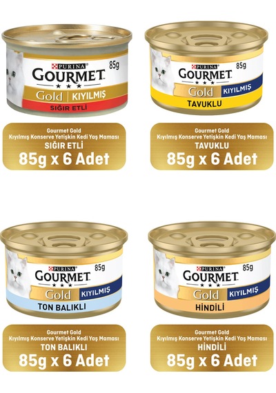 Gourmet Gold Karışık Kıyılmış Konserve Yetişkin Kedi Yaş Maması 24 X 85 G
