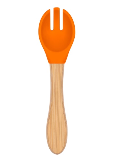 Bambu Saplı Silikon Mama Çatalı Sunset Turuncu