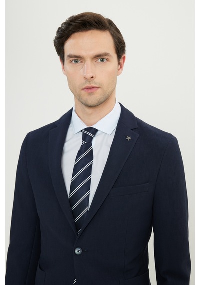 AC&Co / Altınyıldız Classics  Erkek Lacı Pamuklu Slim Fit Dar Kesim Mono Yaka Beli Bağlamalı Esnek Takım Elbise Lacı