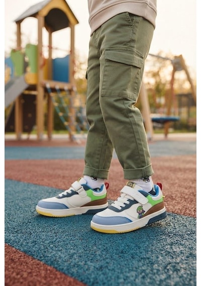 Fort Cool Starex Rahat Esnek Sneaker Erkek Çocuk Spor Ayakkabı Beyaz - Mavi