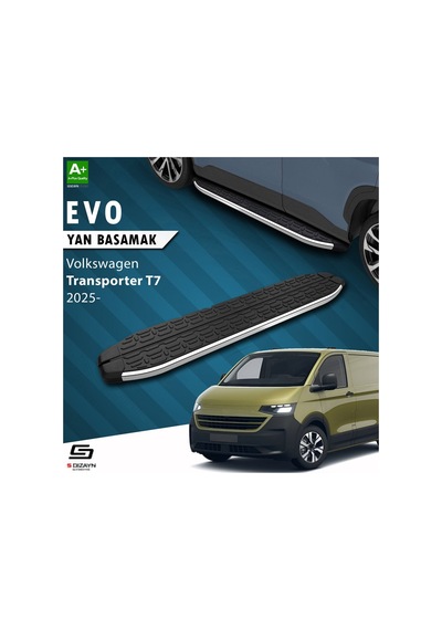 S-dizayn Volkswagen Transporter T7 Kısa Şase Evo Krom Yan Basamak 223 Cm 2025 Üzeri A+ Kalite