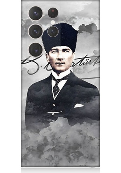 Samsung Galaxy S23 Ultra Uyumlu Atatürk Portresi Desenli Silikon Kılıf