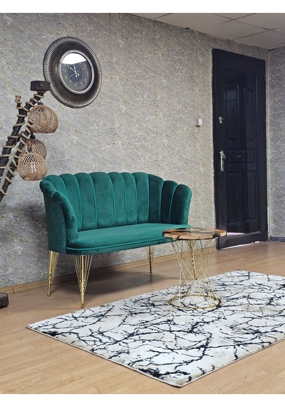 Zafir İkili Gold Kaplama Tel Ayak Papatya Çay Seti Koltuk Takımı , Balkon, Salon, Ofis, Cafe Koltuk Takımı Yeşil