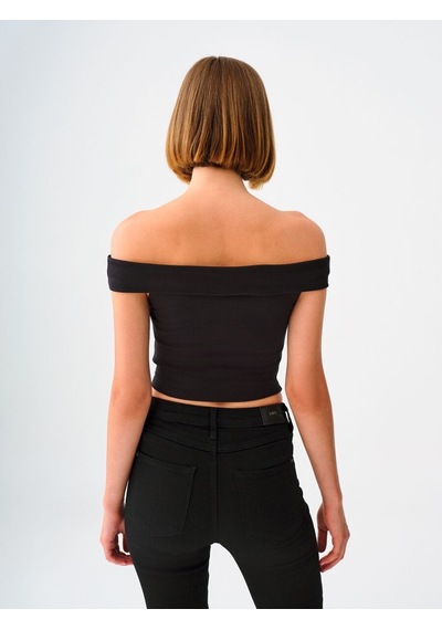 LOFT Crop Kadın Tshirt K.kol Lf2038361 Q1.v1 Siyah