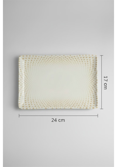 12'li Flora Dikdörtgen Kayık Tabak 24.17cm Dijital Punto Rinart Krem
