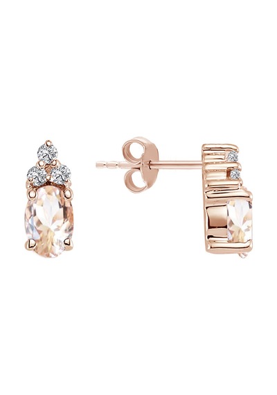 Sirius Pırlanta Ve Oval Morganite Taşlı Saga Küpe  0817E0054