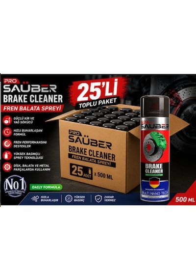 Prosaüber Fren Balata Spreyi 500 Ml 25 Li Koli Brake Cleaner Yağ Kir Sökücü Toplu Paket