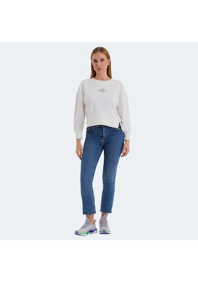 Slazenger VITAL Oversize Kadın Oversıze Beyaz Sweatshirt