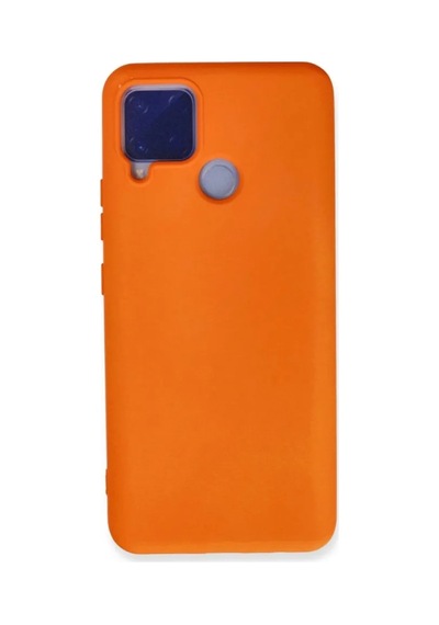 Jenerik Realme C15 Kılıf Nano İçi Kadife Silikon - Turuncu