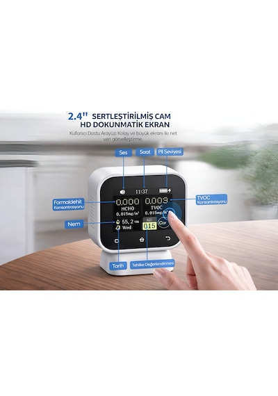 Fnırsı Sfd-02 4in1 Dokunmatik Hava Kalitesi Ölçüm Cihazı