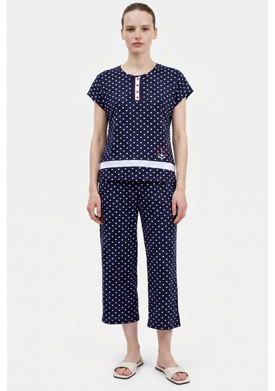 Sementa Puantiyeli Kapri Pijama Takım - Lacivert