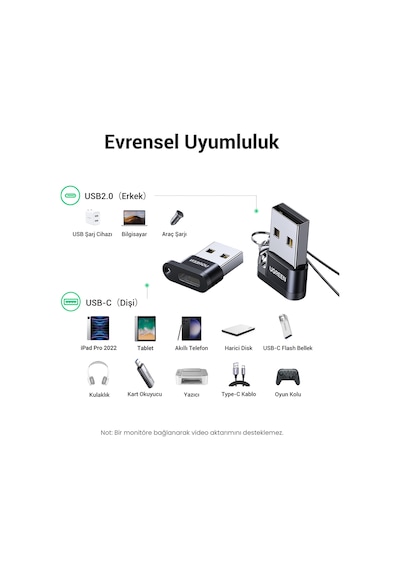Ugreen Usb-a Erkek - Usb-c Dişi Çevirici Dönüştürücü Adaptör, 50568