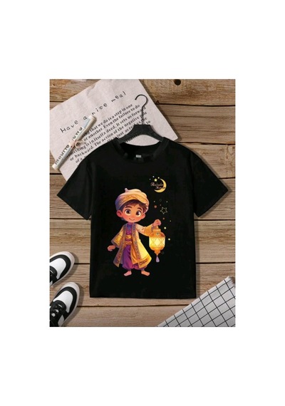 Stil X Ramazan Bayramı Baskılı Erkek Çocuk Tshirt, %100 Pamuklu Kumaş Siyah-2