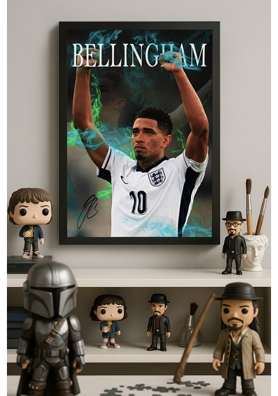 Jude Bellingham Siyah Ahşap Çerçeveli Poster, Dekoratif Futbol Duvar Tablosu