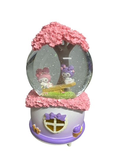 Kuromi My Melody Işıklı Müzikli Dönen Otomatik Püskürtmeli Büyük Boy Kar Küresi Mor