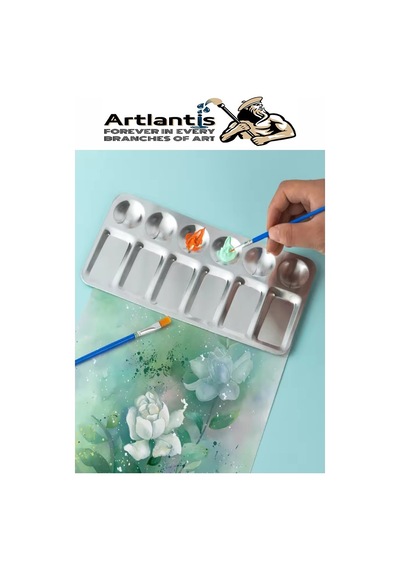 Dikdörtgen Metal Palet 1 Adet Metal Boya Paleti 12 Hazneli 11x23 Cm Paslanmaz Resim Boyama Paleti Fırça Hediyeli
