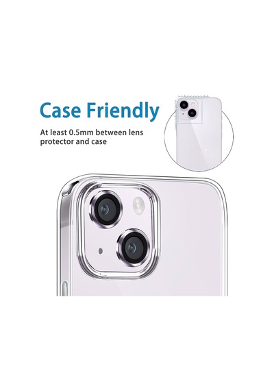 Apple Uyumlu iPhone 14 Plus Raze Metal Kamera Lens Koruyucu Mor