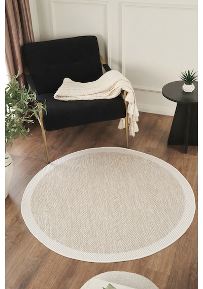 Sisalux 3085 Bej Krem Yuvarlak Sisal Dokuma Jüt Kilim Hav Toz Vermez Mutfak Oturma Odası Halısı Bej - Krem