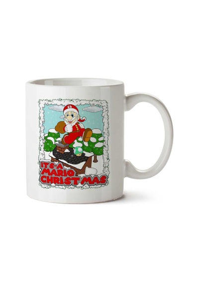 Its A Mario Chirstmas Super Santa İki Tarafı Baskılı Kupa Bardak Çok Renkli