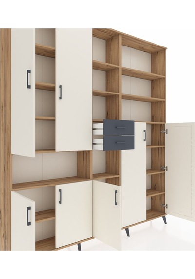 Arges Dolap 17 Raflı 2 Çekmeceli 7 Kapaklı 220x30x243 Çam-aytaşı/antrasit Aytası/antrasıt Arges Dolap 17 Raflı 2 Çekmeceli 7 Kapaklı 220x30x243 Çam-aytaşı/antrasit Aytası/antrasıt