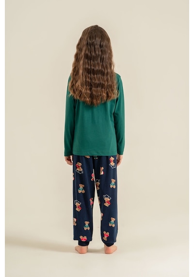 Rolypoly Anne Kız Wish You All The Best Yeşil Uzun Kol Pijama Takım Rp3918-a-v2 Rp3918-a-v2