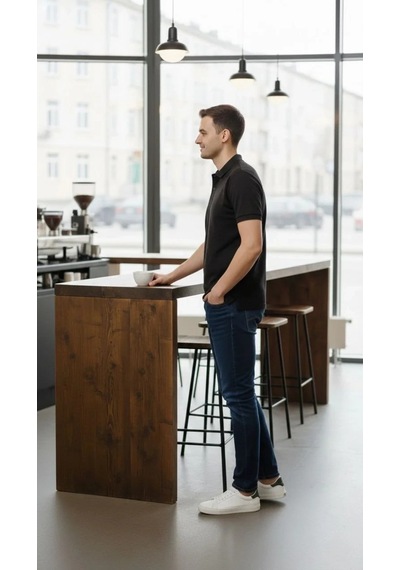 Erkek Pike Kumaş Düğmeli Yaka Regular Fit Günlük Kısa Kol Tişört T-shirt - Siyah Siyah