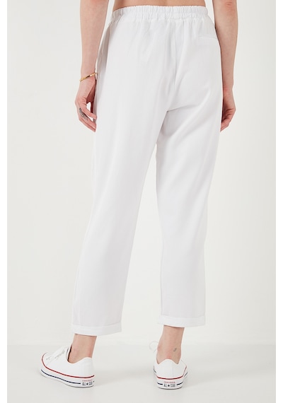 Lela Slim Fit Normal Bel Boru Paça Bayan Pantolon 668Yp5372 Beyaz