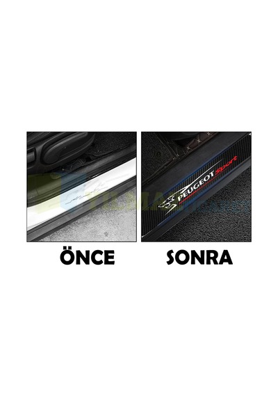 Peugeot Sport Karbon Kapı Eşiği Koruma Oto Sticker Etiket 4 Parça