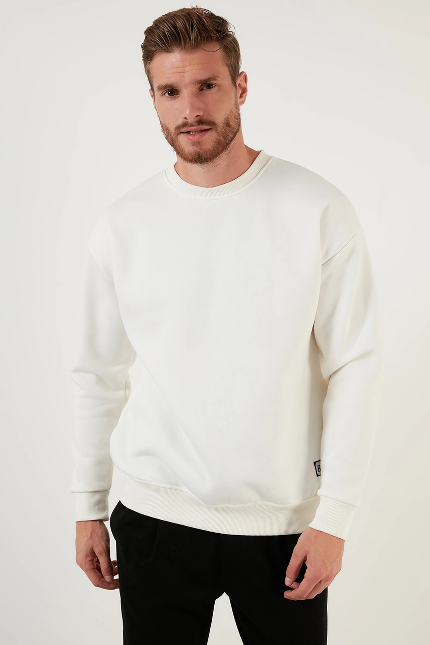 Buratti Regular Fit Bisiklet Yaka Şardonlu 2'Li Paket Erkek Sweat 5905255S2 Ekru-Indigo