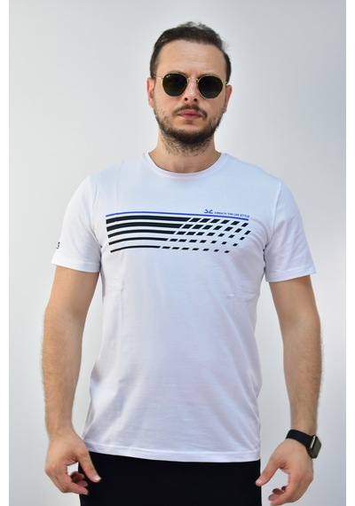 Escetic Erkek Beyaz Slim Fit T-Shirt-3291 Beyaz