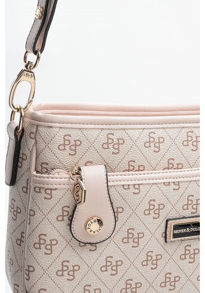Silver & Polo Silver Polo Pembe - Pudra Monogram Kadın Çapraz Çanta Sp1160