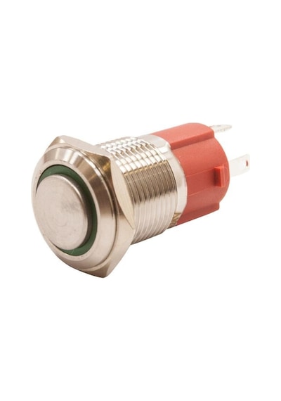 Motorobit 16D-G1-E 16Mm Çıkık Yaylı Işıklı Metal Buton - Yeşil