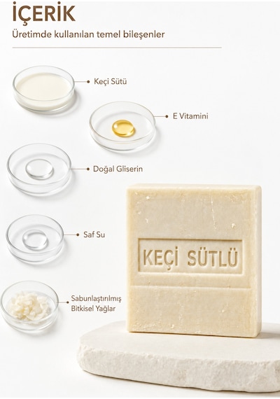 Keçi Sütü Sabunu 120 g Keçi Sütlü Katı Sabun E Vitaminli Gliserinli
