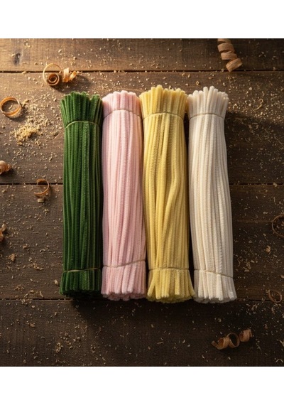 100 Adet Pastel Tonlarda Şönil Buket Çiçek Yapım Seti Kiti + Çiçek Bandı , Çiçek Teli , Tomurcuk Set