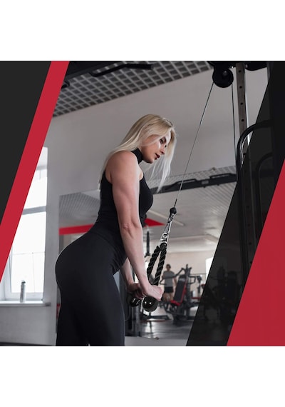 Yes4all Deluxe Tricep Halatı, 68/91cm, 4 Renk Seçeneği, Karabinalı, Siyah