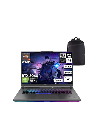 Asus Rog Strix G16 G614FRS5112P322 R9-9955HX RTX 5070 Tİ 12 GB 40 GB 512 GB SSD 16" Free Dos QHD+  Dizüstü Bilgisayar