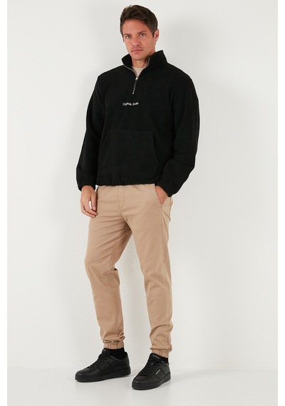 Buratti Regular Fit Yarım Fermuarlı Dik Yaka Yumuşak Dokulu Erkek Sweat 59060661 Siyah