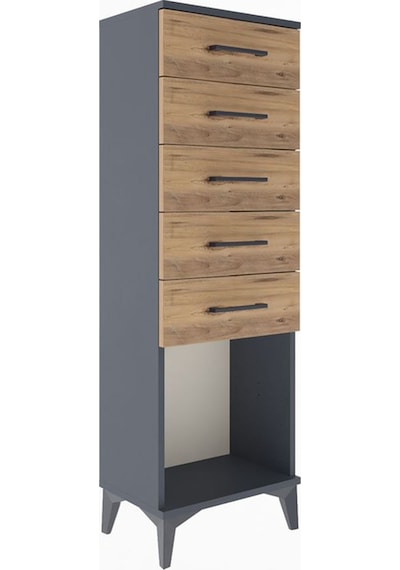 Arges Dolap 5 Çekmeceli 44x30x134 Antrasit-çam Antrasit