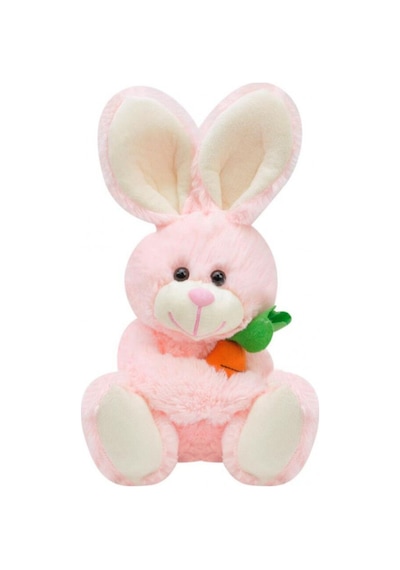 Sevimli Havuç Tutan Tavşan Peluş Oyuncak PEMBE