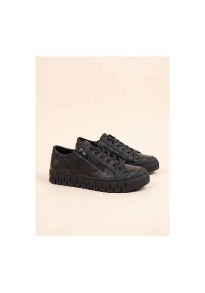 Bafaş Ayakkabı 038043 Siyah Hakiki Dana Derisi Fermuarlı Erkek Sneaker Md-siyah