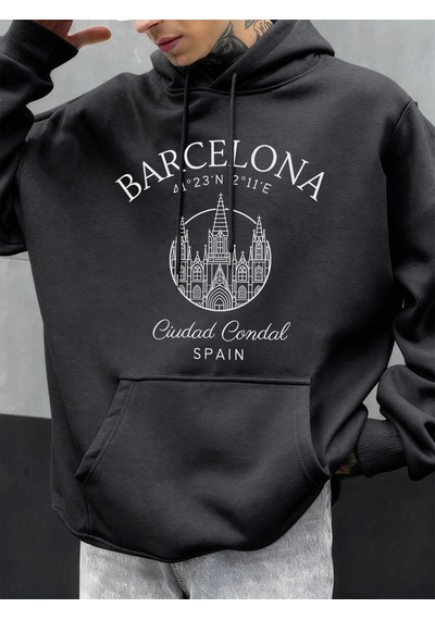 Startmore Tarzsokak Barcelona Cdesign Erkek Hoody Büyük Boy Polar Kapüşonlular Sonbahar Tüm Maç Giyim Çok Renkli Antrasit