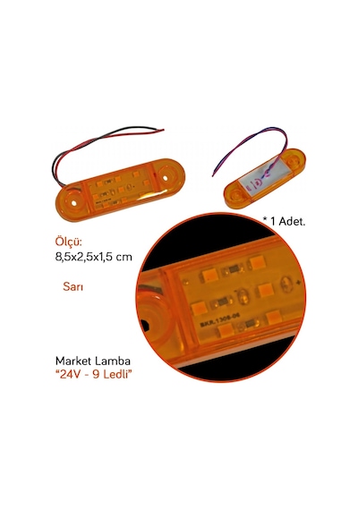 Tas 24v Side Marker Lamba 9 Ledli Sarı 8,5x2,5 Cm Tas.018s-24 2 Li