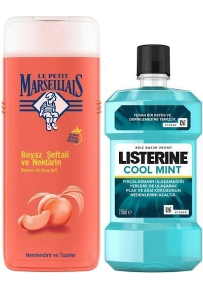 Le Petit Marseillais Beyaz Şeftali-Nektarin Duş Jeli 400 ML+Listerine Cool Mint Ağız Bakım Suyu 250 ML